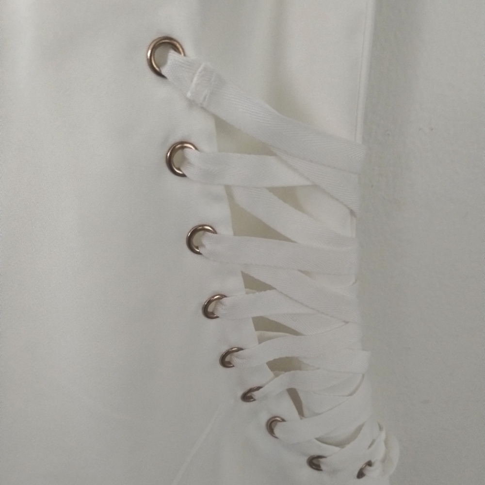 White Bodysuit With Side Shoe String Design - image 2